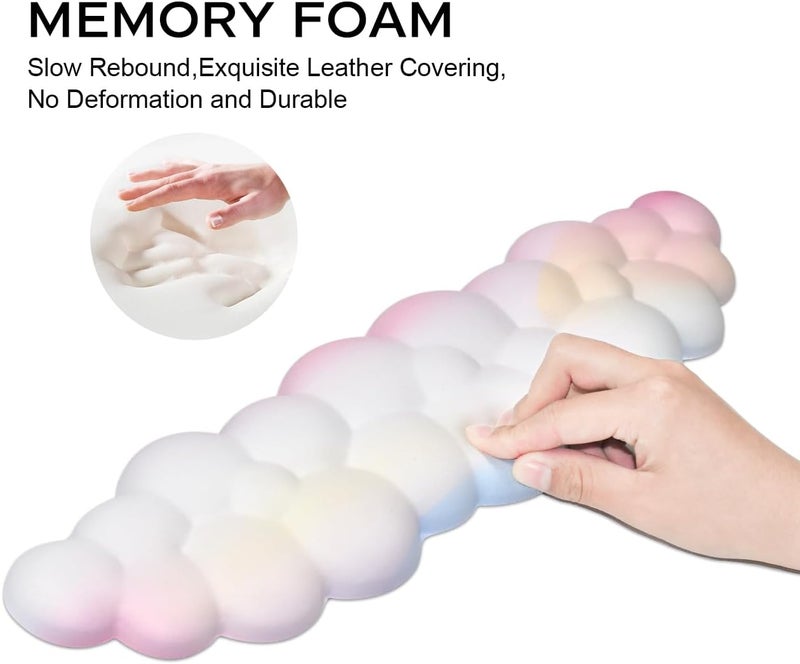 JIKIOU Upgrade Leather Cloud Keyboard Wrist Rest, Cloud Wrist Rest with Non-Slip PU Base, Comfortable Memory Foam Wrist Rest for Computer Laptop Mac Gaming Office and Pain Relief Christmas Wish Gift - Image 4
